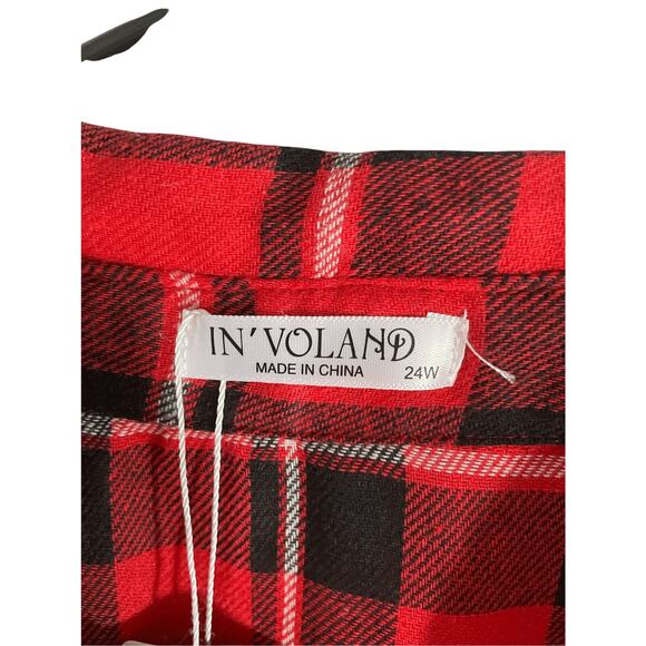 NWT In'Voland 24W Women's Tartan Plaid Button Up Oversized Flannel Utility Gorp - Picture 5 of 7